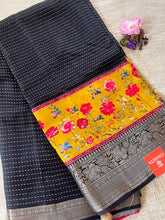 Black Dola Silk Saree With Kalamkari Design