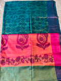 Green Ikat Soft Silk Saree