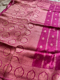 Pink Banarasi Crepe Silk Saree