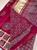 Red Ajrakh Modal Silk Saree