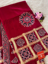 Red Ajrakh Modal Silk Saree