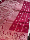 Red Banarasi Crepe Silk Saree