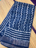 Linen Handblock Print Sarees