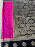 Rani Pink Premium Crepe Georgette Mysore Silk Saree