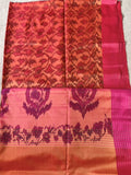 Orange Ikat Soft Silk Saree