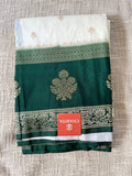 White Premium Crepe Georgette Mysore Silk Saree