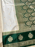 White Premium Crepe Georgette Mysore Silk Saree