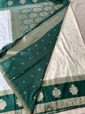 White Premium Crepe Georgette Mysore Silk Saree