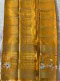 Yellow Mysore Crepe Silk Saree