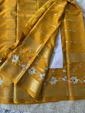 Yellow Mysore Crepe Silk Saree